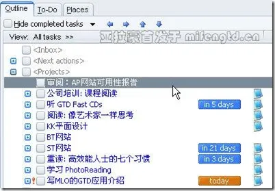 MyLife Organized不完全应用手册 - Projects